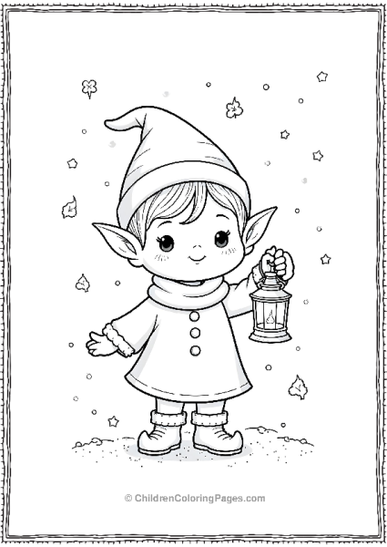 A Kawaii Elf Holding A Tiny Lantern Lighting Up The Night Free PDF Printable