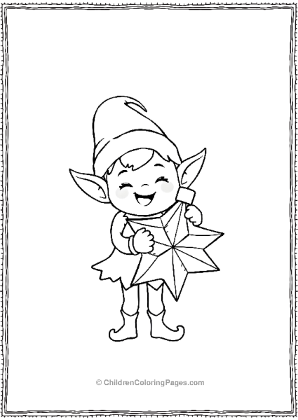 A Kawaii Elf Hugging A Christmas Ornament Free PDF Printable