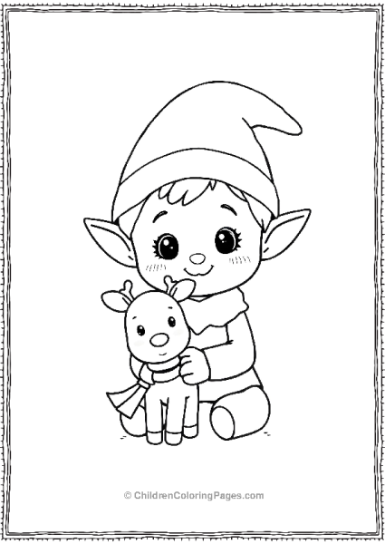 A Kawaii Elf With A Tiny Pet Reindeer Free PDF Printable