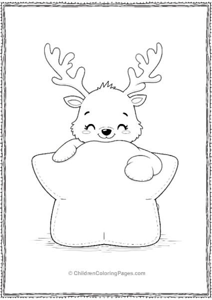 A Kawaii Reindeer Hugging A Large Fluffy Pillow Free PDF Printable