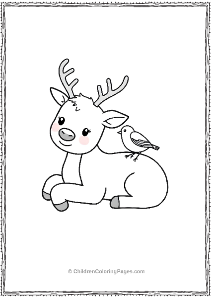 A Kawaii Reindeer Laying On Its Back With A Small Gift Free PDF Printable