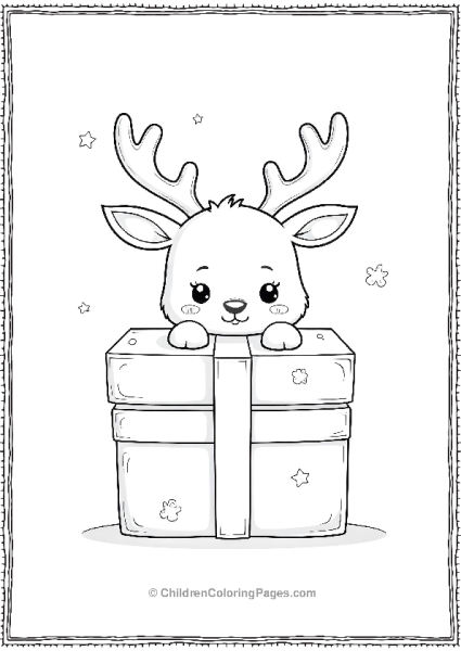 A Kawaii Reindeer Peeking From Behind A Large Tree Free PDF Printable