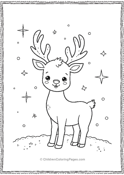 A Kawaii Reindeer Under A Starry Sky Surrounded By Free PDF Printable