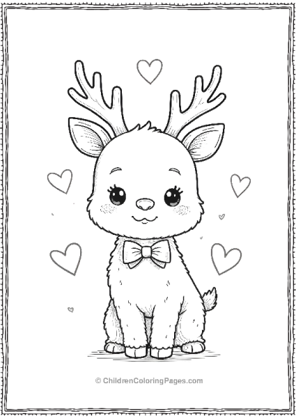 A Kawaii Reindeer Wearing A Tiny Bowtie Free PDF Printable