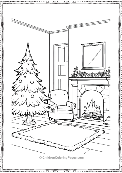 A Living Room With Christmas Decorations Free PDF Printable