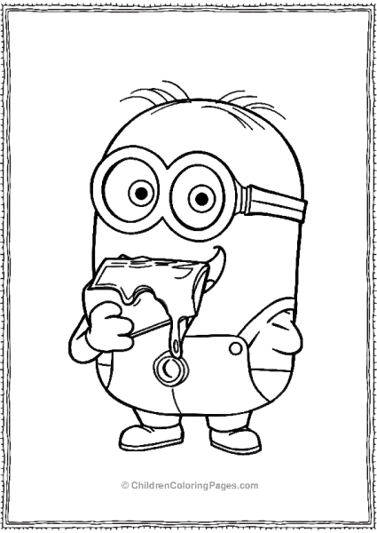 A Minion Biting Into A Chocolate Bar With Chocolate Free PDF Printable