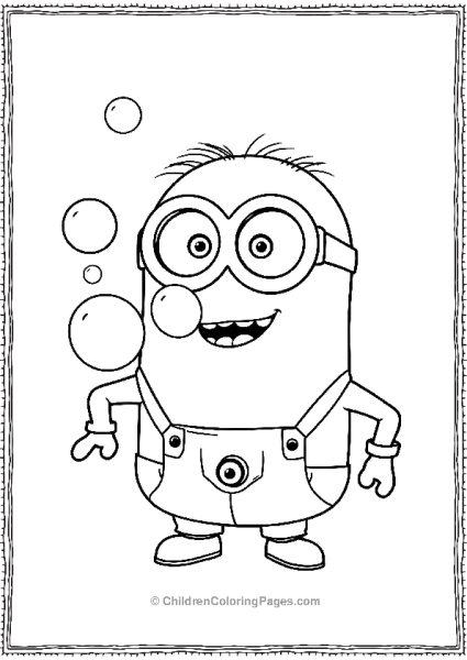 A Minion Blowing Bubbles With A Playful Expression Free PDF Printable