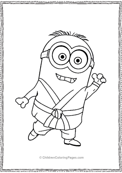 A Minion Doing Karate Mid Kick With A Fierce Expression Free PDF Printable