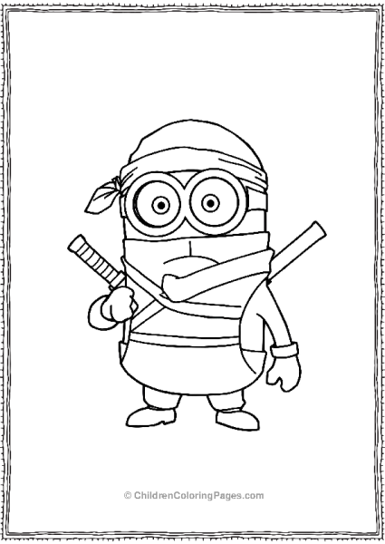 A Minion Dressed As A Ninja With A Headband Free PDF Printable