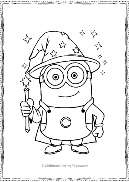 A Minion Dressed As A Wizard Holding A Magic Wand Free PDF Printable