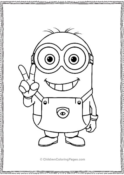 A Minion Giving A Peace Sign With A Big Toothy Grin Free PDF Printable