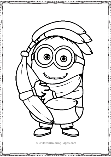 A Minion Happily Holding A Large Bunch Of Bananas 2 Free PDF Printable