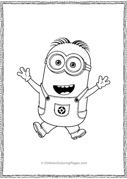 A Minion Happily Skipping With Arms Swinging Free PDF Printable