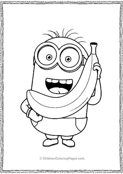 A Minion Holding A Banana With An Excited Expression Free PDF Printable