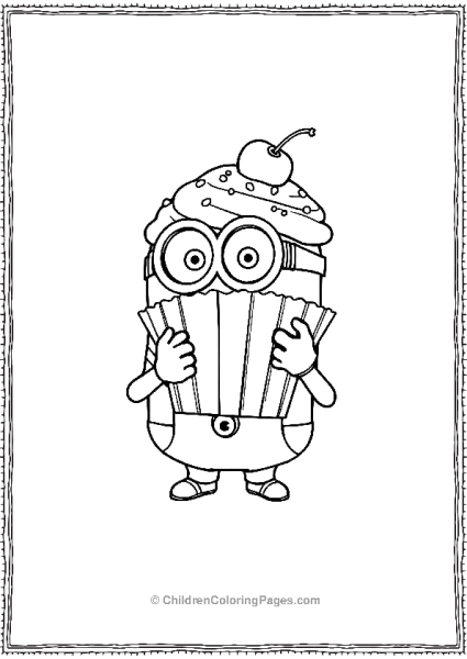 A Minion Holding A Giant Cupcake With Sprinkles And A Free PDF Printable