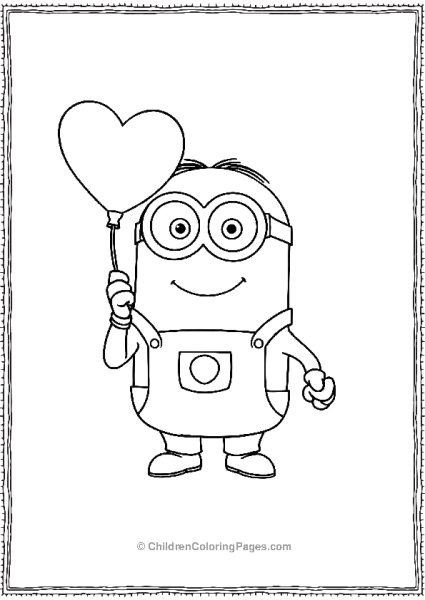 A Minion Holding A Heart Shaped Balloon With Joyful Expressions Free PDF Printable