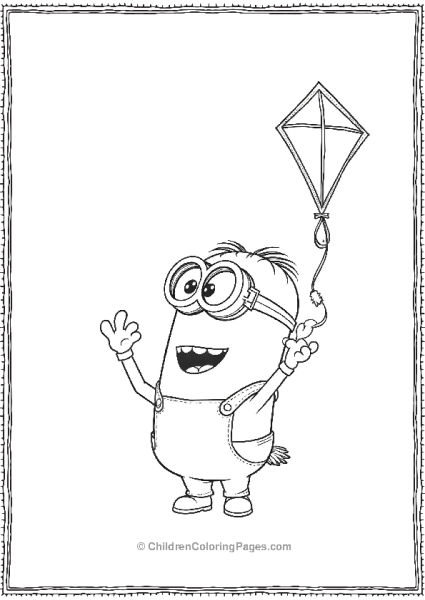 A Minion Holding A Kite Looking Up With Excitement Free PDF Printable