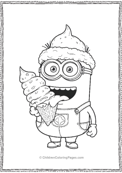 A Minion Licking An Enormous Ice Cream Cone Free PDF Printable