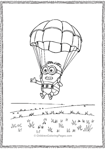 A Minion Parachuting Into An Open Field Free PDF Printable