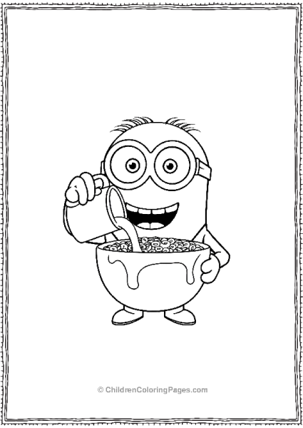 A Minion Pouring Cereal With Milk Splash Free PDF Printable