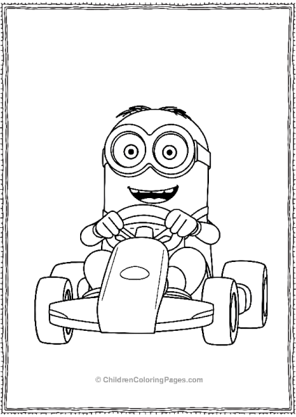 A Minion Racing In A Go Kart Gripping The Wheel Free PDF Printable