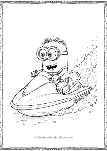 A Minion Riding A Jet Ski Holding The Handlebar Free PDF Printable