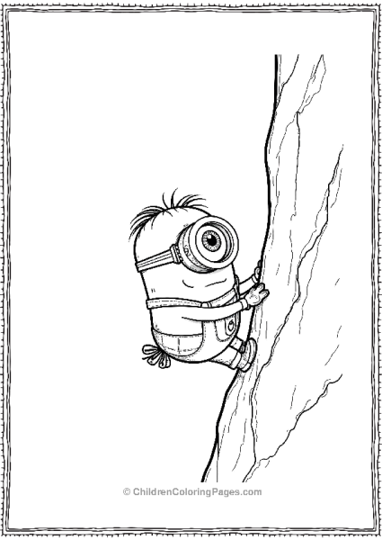 A Minion Rock Climbing Gripping The Side Of A Wall Free PDF Printable