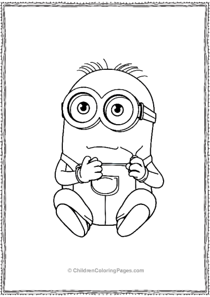 A Minion Sitting Cross Legged Looking Curiously Free PDF Printable