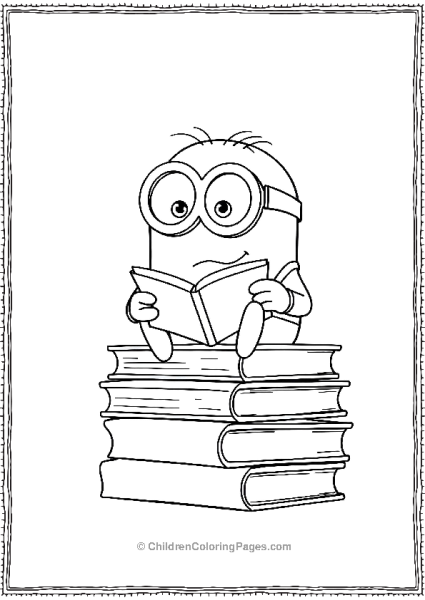 A Minion Sitting On A Stack Of Books Reading Free PDF Printable