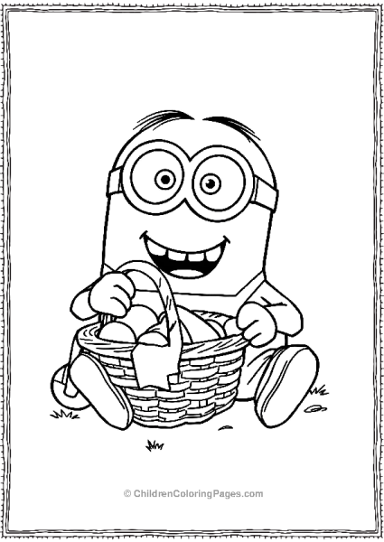 A Minion Sitting With A Picnic Basket Unpacking Snacks Free PDF Printable