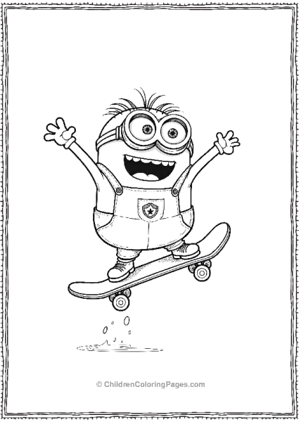 A Minion Skateboarding In Midair Performing A Cool Trick Free PDF Printable