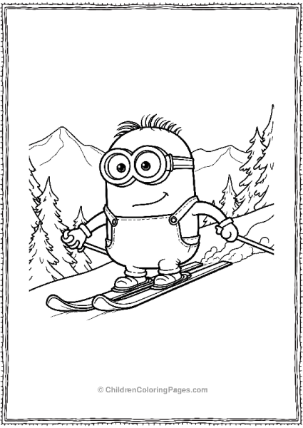 A Minion Skiing Down A Snowy Mountain Slope Free PDF Printable