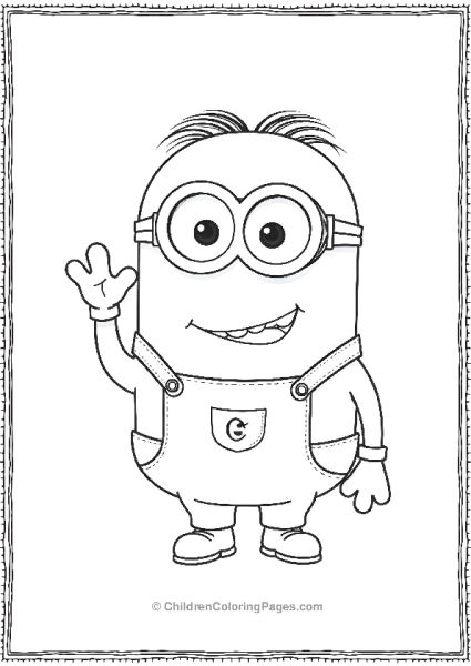 A Minion Standing With A Big Smile And Waving One Hand Free PDF Printable