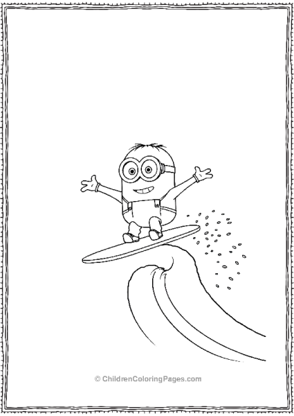 A Minion Surfing On A Big Wave Balancing With Arms Free PDF Printable