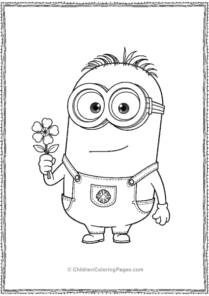 A Minion With A Shy Smile Holding A Flower Free PDF Printable