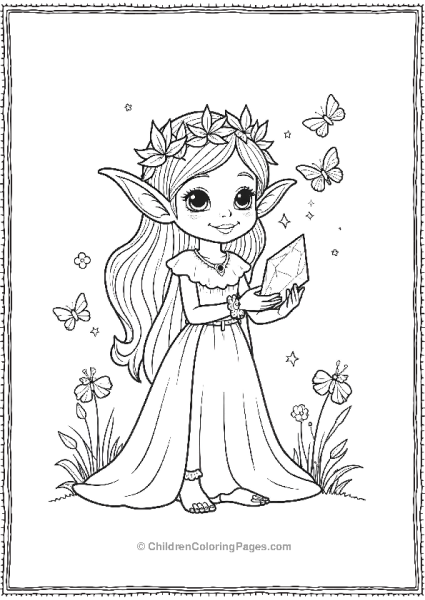 A Mystical Forest Elf With A Crown Of Leaves Holding A Free PDF Printable