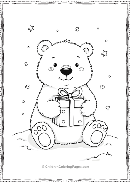 A Polar Bear Holding Gift Free PDF Printable