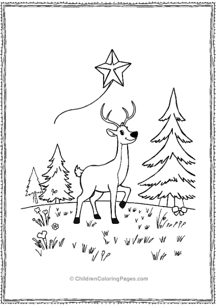 A Reindeer Flying A Kite Shaped Like A Christmas Star Free PDF Printable