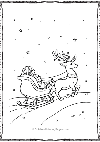 A Reindeer Gliding Through Snow In Night Free PDF Printable