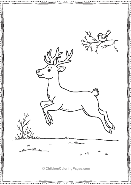 A Reindeer Leaping Across A Snowbank Free PDF Printable