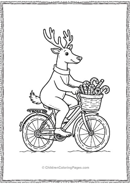 A Reindeer Riding A Bicycle With A Basket Full Of Gifts Free PDF Printable