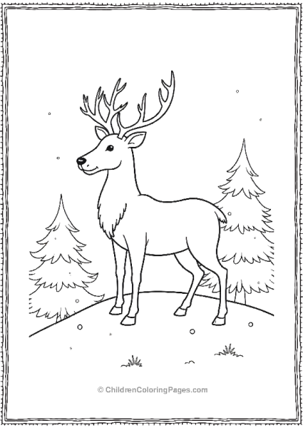 A Reindeer Standing Majestically On A Snowy Hill Free PDF Printable