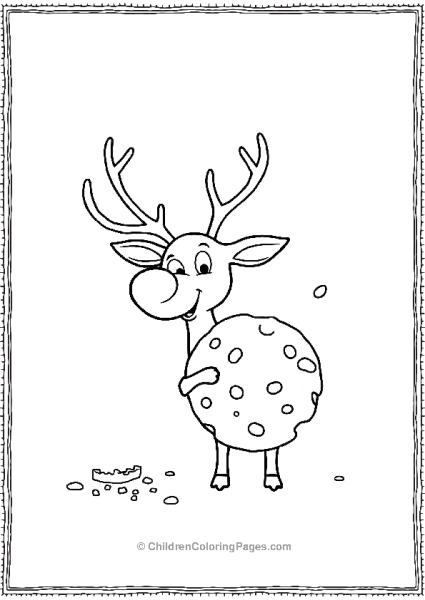 A Reindeer Trying To Eat A Giant Cookie Free PDF Printable