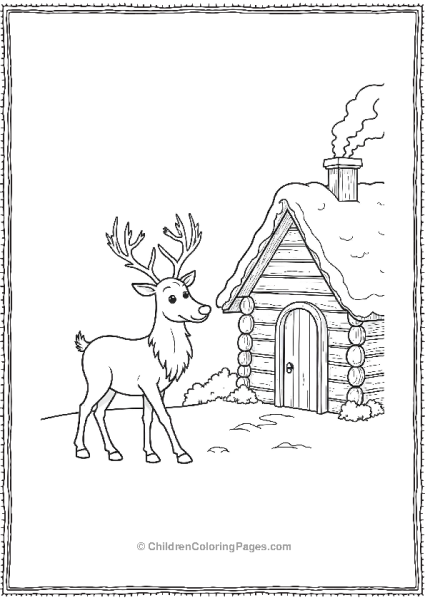 A Reindeer Walking Alongside A Snow Covered Wooden Fence Free PDF Printable