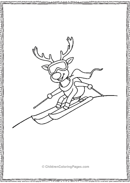 A Reindeer Wearing Ski Goggles Skiing Down A Hill Free PDF Printable