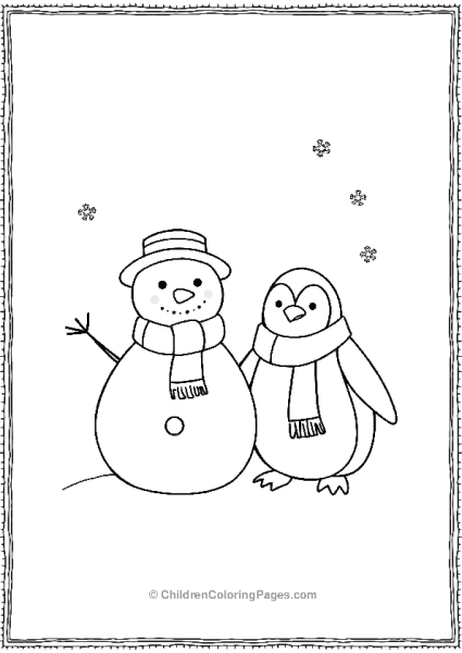 A Snowman And A Penguin Sitting Side By Side Free PDF Printable