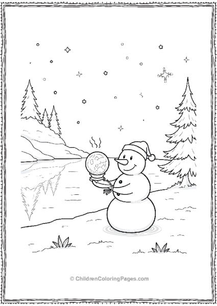 A Snowman Holding A Crystal Ball That Glows Free PDF Printable