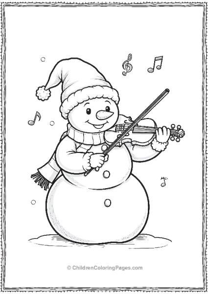 A Snowman Musician Holding A Violin And Wearing A Hat Free PDF Printable