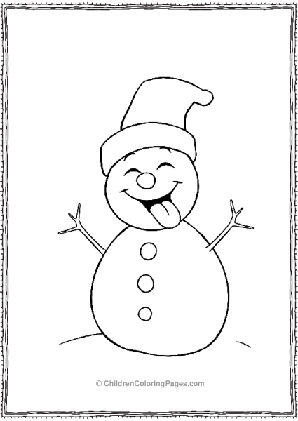 A Snowman Sticking Out His Tongue And Winking Free PDF Printable