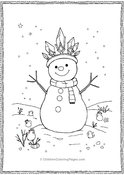 A Snowman Wearing A Crown Of Ice Crystals Free PDF Printable